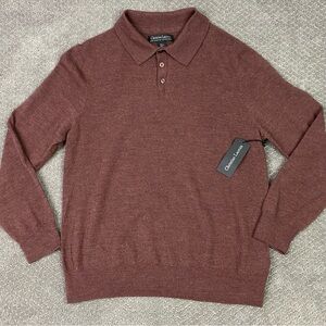 Christian Lacroix Extra Fine Merino Wool Polo Shirt Sweater Men’s Large Brown